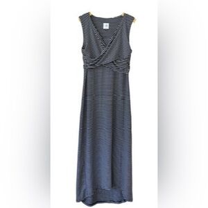 Cabi navy/white striped crossover maxi sleeveless dress Women’s Sz XL